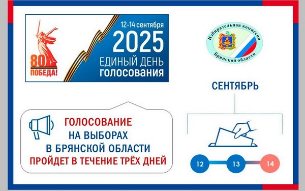 Голосование на выборах в Брянской области пройдет 12, 13 и 14 сентября