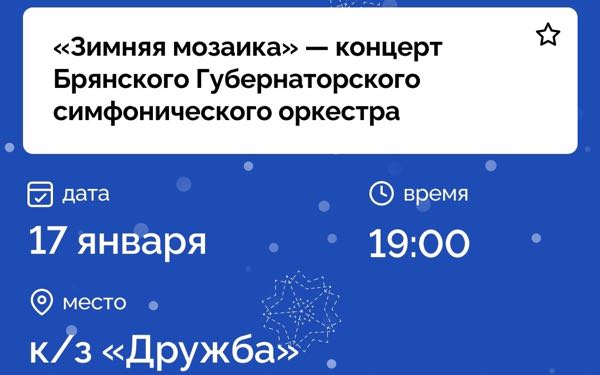 Брянский Губернаторский симфонический оркестр приглашает на концерт «Зимняя мозаика»