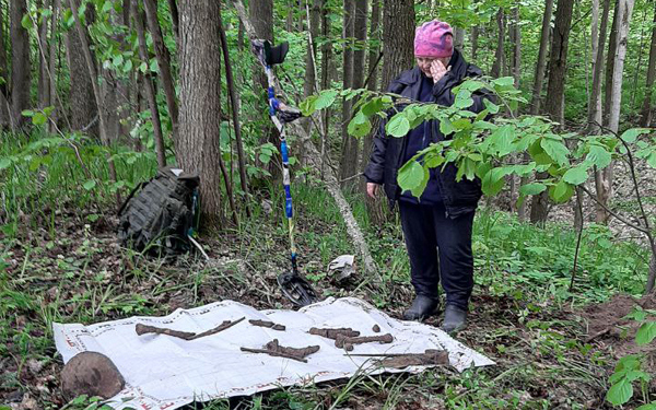 Останки бойца нашли жуковские поисковики рядом с посёлком Большак