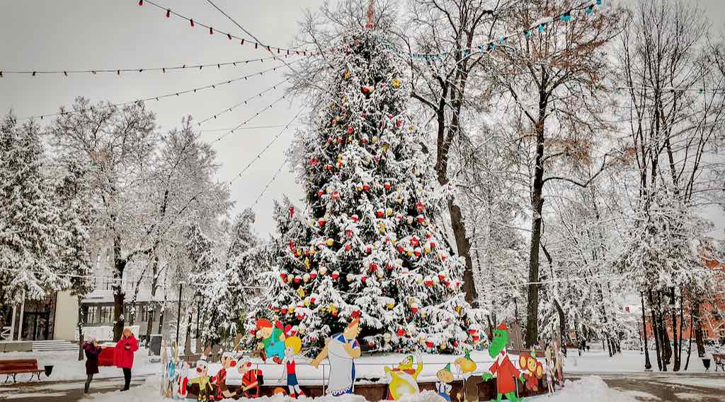 В Брянске зажгли огни на главной городской ёлке