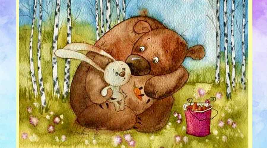 В лесу с зайчиком и мишкой 